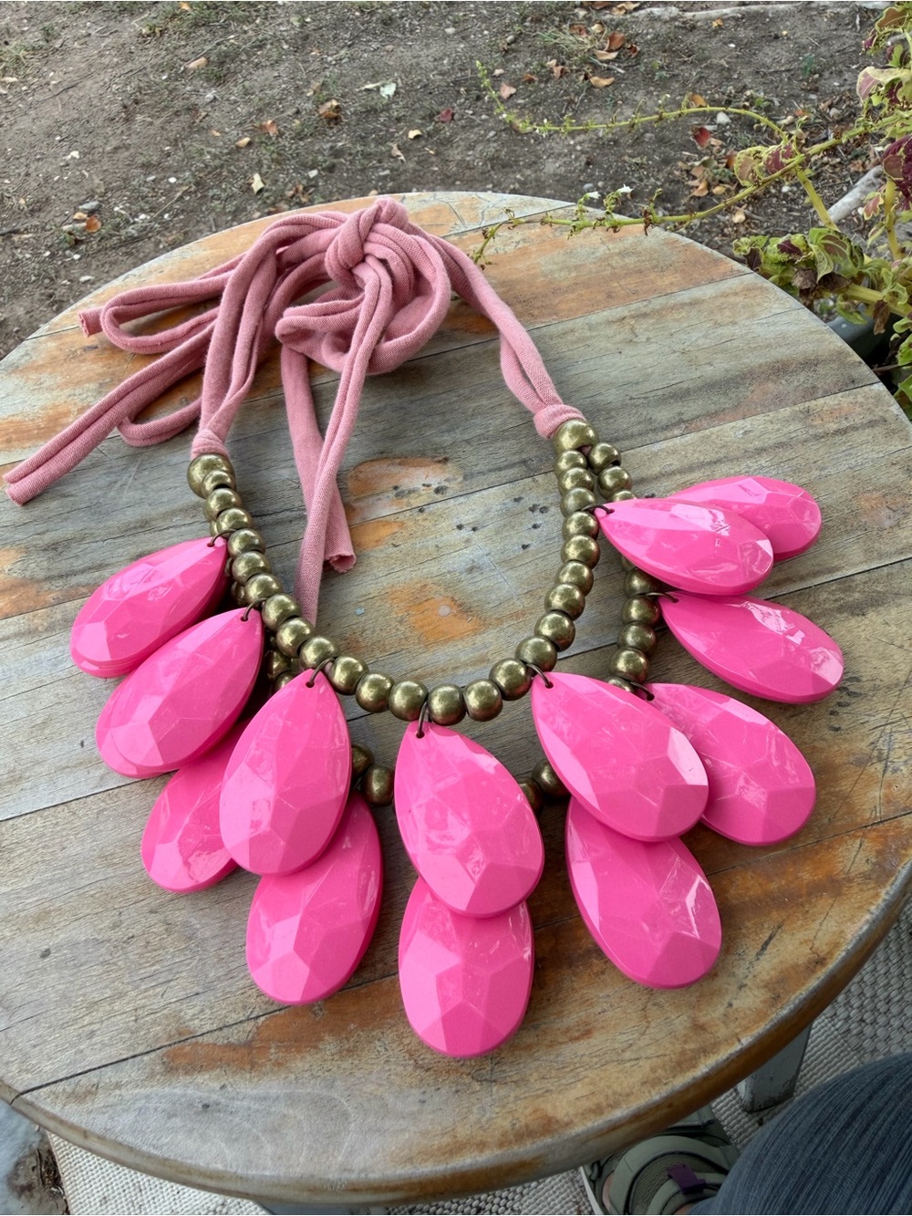 Oversized Hot Pink Statement Necklace | Chunky Boho Bib Necklace